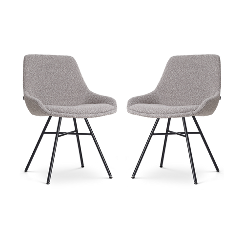 Nolon Noa-Isa Eetkamerstoelen Set van 2 - Bouclé Taupe - Zwart - vtwonen shop