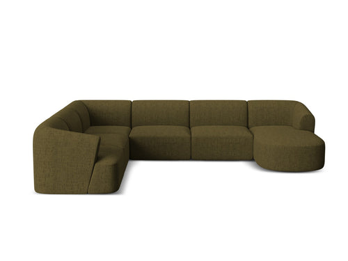 Cosmopolitan Design Modulaire panoramische hoekbank links Campi 7-zits, structurele stof groente - 255x330x70cm