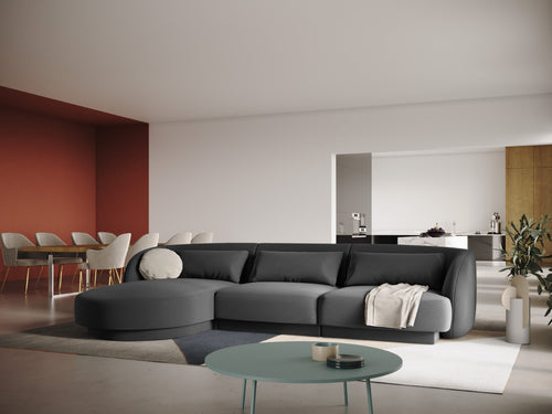 Cosmopolitan Design linker hoekbank Tulum 4-zits, flueel, grijs - 156x255x70cm