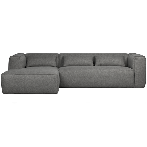 WOOOD hoekbank links incl. kussens Bean - Melange - Grijs - 73x305x96
