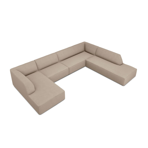 Cosmopolitan Design - Panoramische hoekbank rechts Siena 7-zits, structurele stof donkerbeige - 273x366x69cm