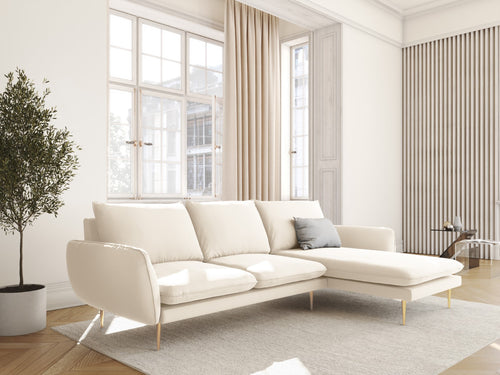 Cosmopolitan Design rechter hoekbank Vienna 5-zits, flueel, lichtbeige - 170x255x95cm