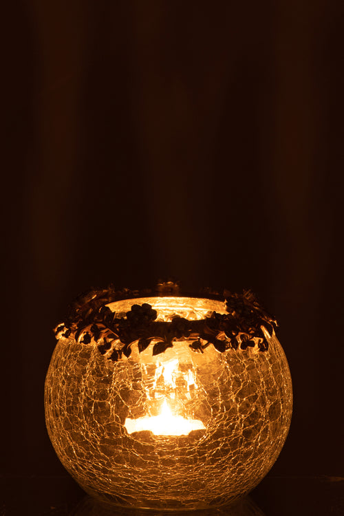 J-Line kaarshouder Volve - metaal/glas - goud/transparant - medium