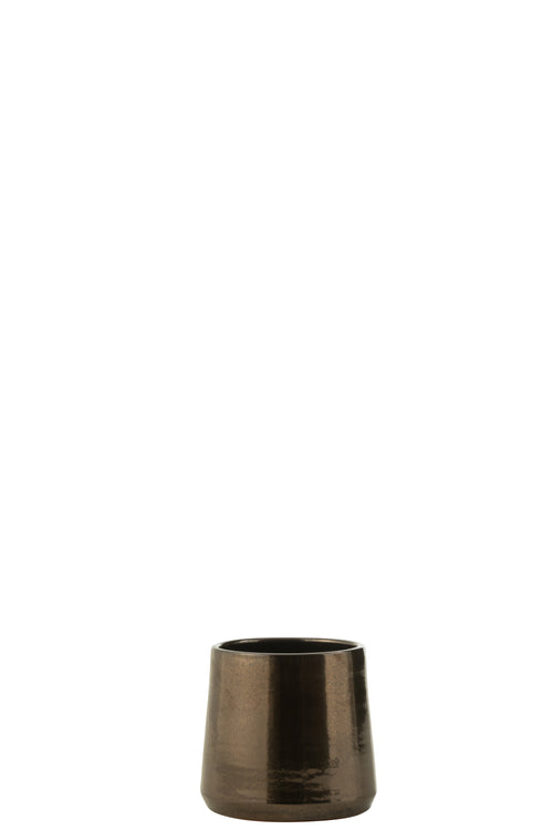 J-Line bloempot Rond terra blinkend - keramiek - goud  - small - Ø 18 cm