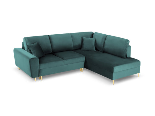Cosmopolitan Design Converteerbare hoekbank rechts met opbergdoos Kyoto 5-zits, flueel, olie - 194x243x88cm