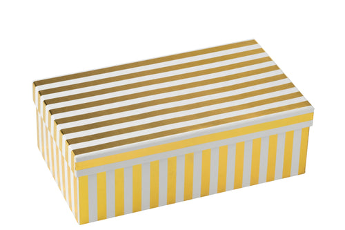J-Line kopje + schoteltje Gestreept - porselein - goud/wit - large - doos van 2