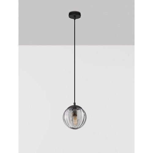 Nova Luce ABBACUS Bolvormige hanglamp voor plafond, rookkleurig, matzwart, E27-fitting, 1x12W