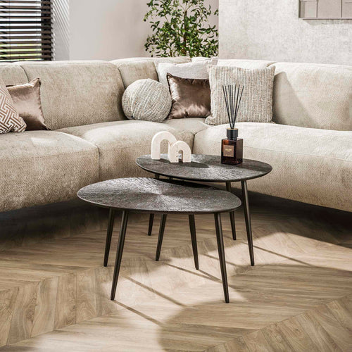 Giga Meubel Salontafel Brown Ray Metal - Bruin Metaal - Set van 2 - vtwonen shop