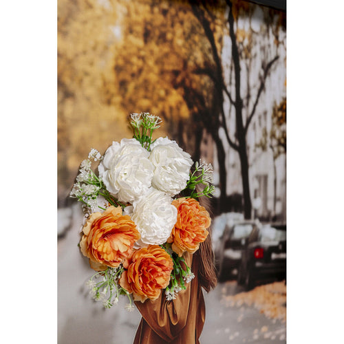 Kare Design Schilderij vrouw boeket 3D herfst 64x94cm