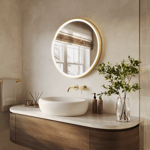 LOMAZOO badkamerspiegel Miami - met LED verlichting - rond - goud - 70 cm