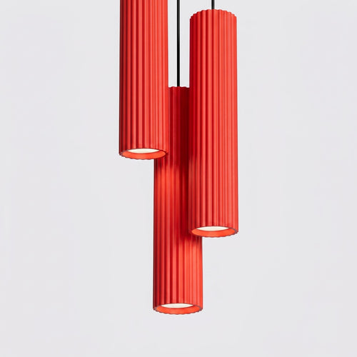 Sollux Lighting Hanglamp KARBON 3P rood - 19,5x19,5x108cm