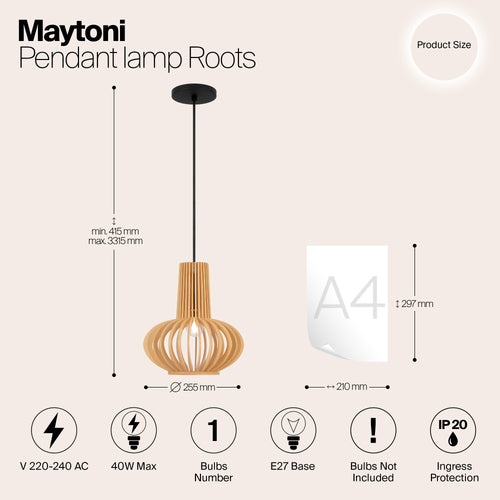 Maytoni - Hanglamp Roots - Zwart - Ø25,5 - vtwonen shop