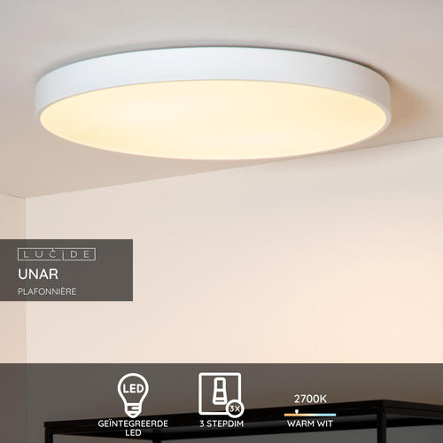Lucide plafonnière UNAR - Geïntegreerde LED - Wit - vtwonen shop