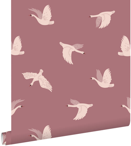 ESTAhome behang zwanen mauve paars - 50 x 900 cm - 131784