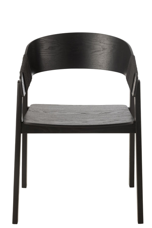 J-Line stoel Naga - essenhout/touw - zwart