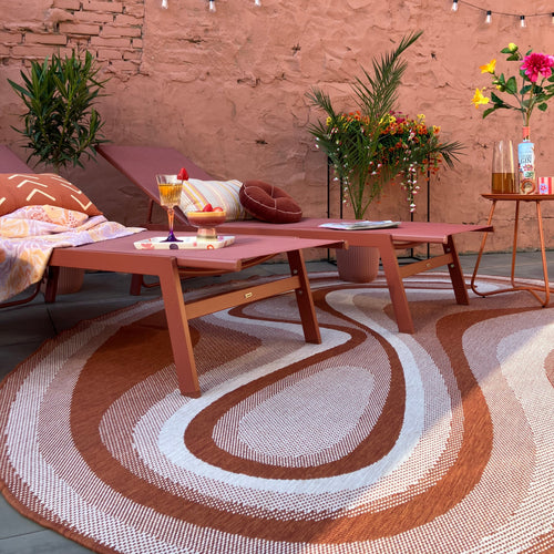Interieur05 Organisch gevormd buitenkleed Loop Stone Roest - 200 x 290 cm