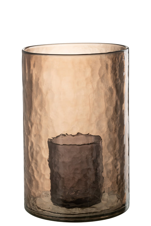 J-Line windlicht Dubbel - glas - oker - large