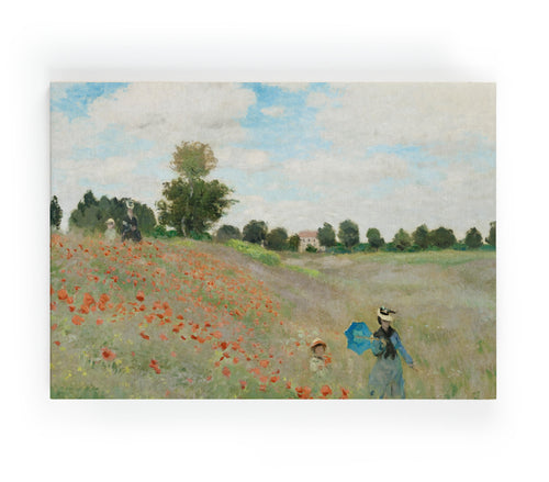 Canvas 60x40 Afdruk Veld met Klaprozen