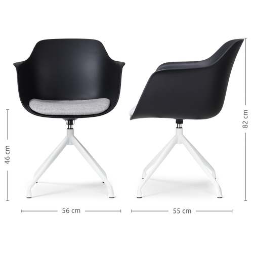 Nolon Nola-Liz Eetkamerstoel Zwart - Lichtgrijs - Draaibaar - Wit - vtwonen shop