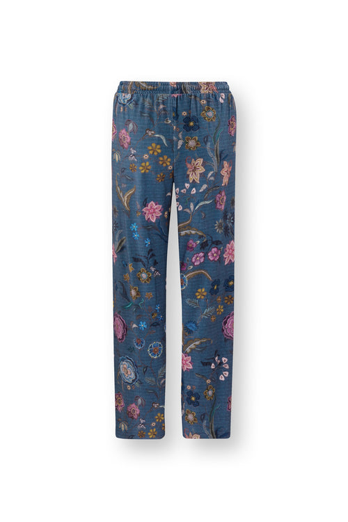Pip Studio - Belin Pyjama Broek Dames - Coco Flower - Blauw - XXL
