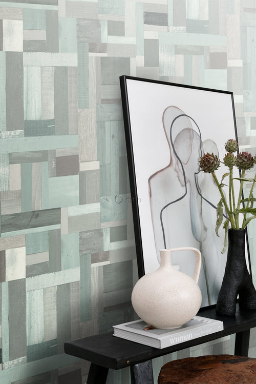 Origin Wallcoverings behang sloophout motief vergrijsd groen - 53 cm x 10,05 m - 337225 - vtwonen shop