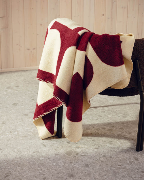 noo.ma Gilli Throw katoenen plaid met geometrische print Lilac & Brown