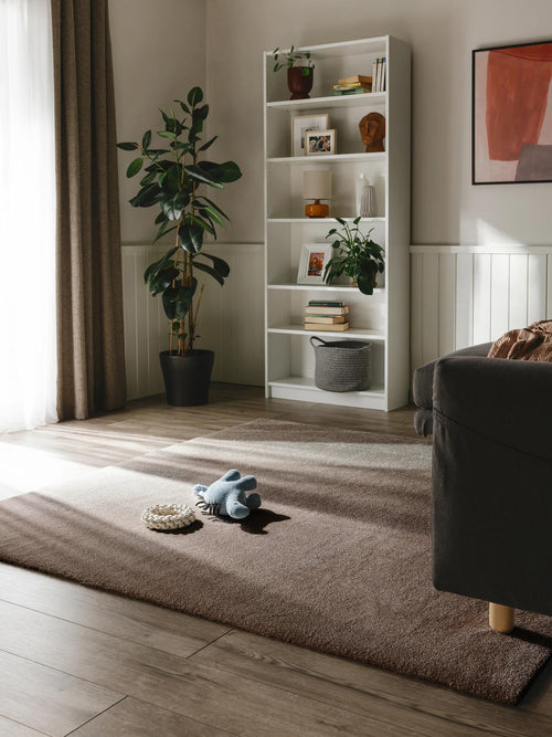 benuta wasbaar shaggy vloerkleed Melvin - taupe - 200x200 cm