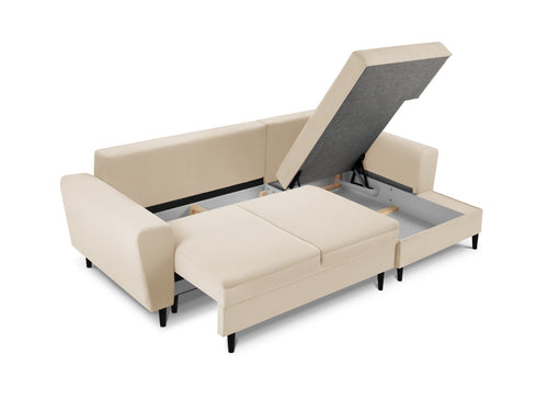 Cosmopolitan Design Converteerbare hoekbank rechts met opbergdoos Kyoto 4-zits, ribfluwelen, beige - 145x241x88cm
