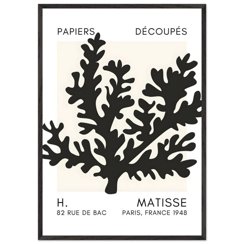 Artfulprints Poster met Lijst Matisse – Aqua bloom black   - 70x100 cm - Zwart