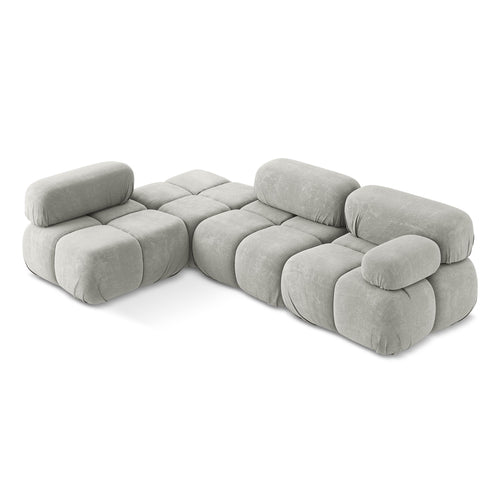 LaMiaSofa hoekbank links Sanremo - chenille stof - lichtgrijs - 285x190x70