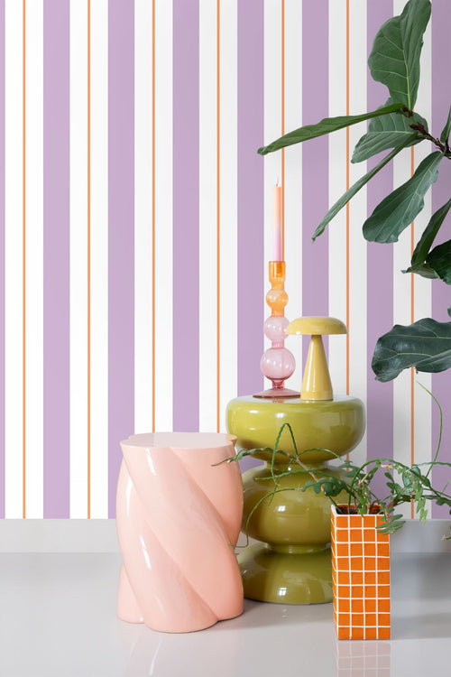 ESTAhome behang strepen paars en oranje - 50 x 900 cm - 131477 - vtwonen shop