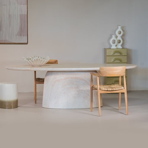 Giga Meubel Eettafel Myrna - Ovaal - Travertinlook - 300cm