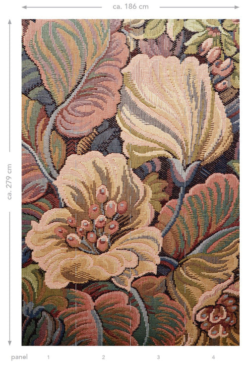 ESTAhome fotobehang geborduurd bloemmotief terracotta roze - 186 x 279 cm - 158889 - vtwonen shop