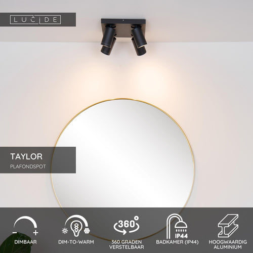 Lucide plafondspot badkamer TAYLOR - 4xGU10 - Zwart
