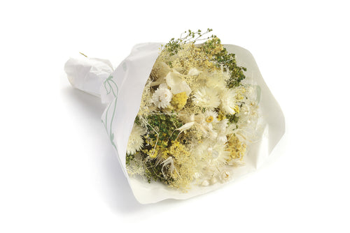 Boeket droogbloemen Farfalla Bianco Giallo | Lengte ± 40 centimeter | Met witte en lichtgele droogbloemen - vtwonen shop