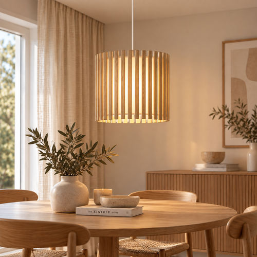 Umage Komorebi Medium hanglamp natural oak - met koordset wit - Ø 29 cm