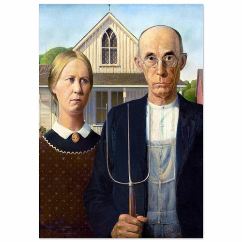 Artfulprints Poster Grant Wood - American gothic   - A4 21x29.7 cm - Meerkleurig