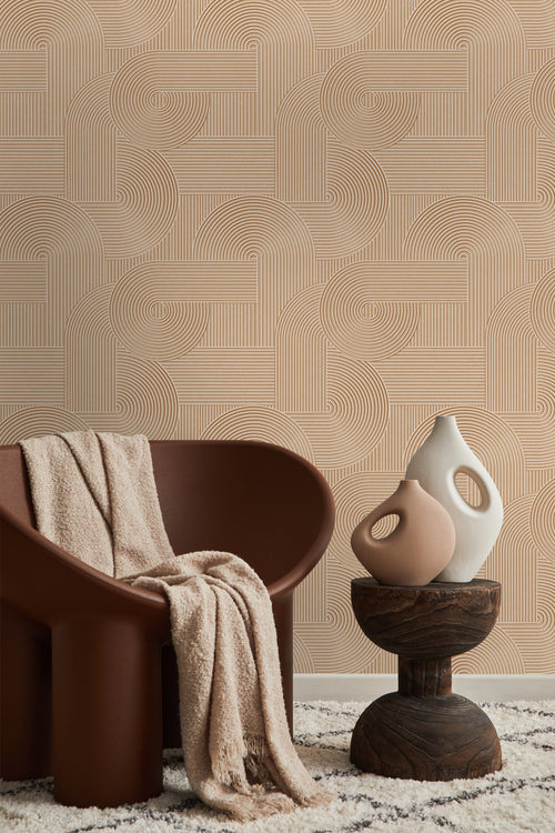 Origin Wallcoverings behang grafisch 3D motief licht terracotta - 53 cm x 10.05 m - 348016 - vtwonen shop