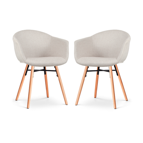 Nolon Nena-Otis Eetkamerstoelen Set van 2 - Beige - Houten Poten - vtwonen shop