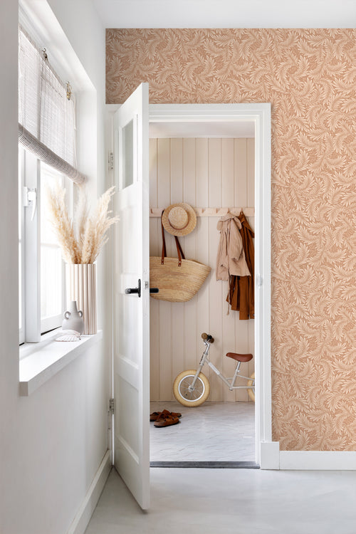 ESTAhome behang bladeren terracotta - 50 x 900 cm - 131140 - vtwonen shop