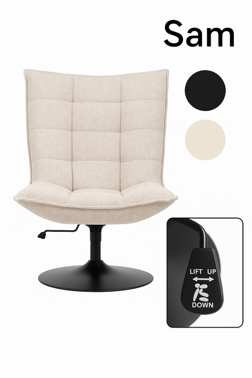 FurniLux Fauteuil Sam Licht Grijs van  - Stof - Met en ronde voet - Verstelbaar en draaibaar - 100% Polyester - 76 x 81 x 109cm - vtwonen shop