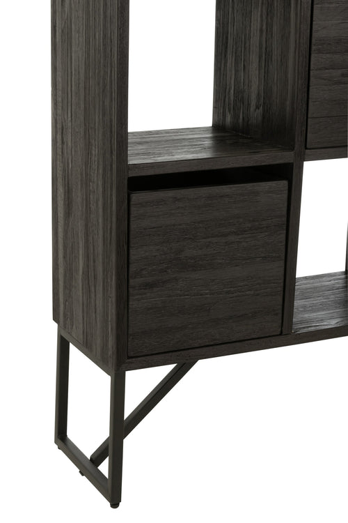 J-Line kast met lades - gerecycleerd hout - zwart