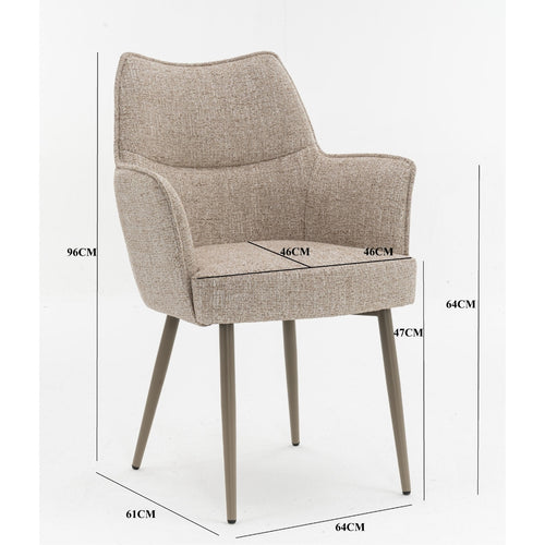 DÉJA Living Eetkamerstoel Zayn - Beige/Taupe - Zithoogte 47cm - Set van 2