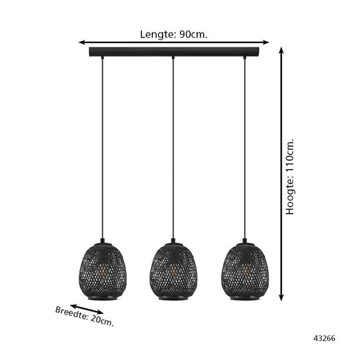 EGLO hanglamp Dembleby 1 - e27 - 90 cm - zwart - vtwonen shop