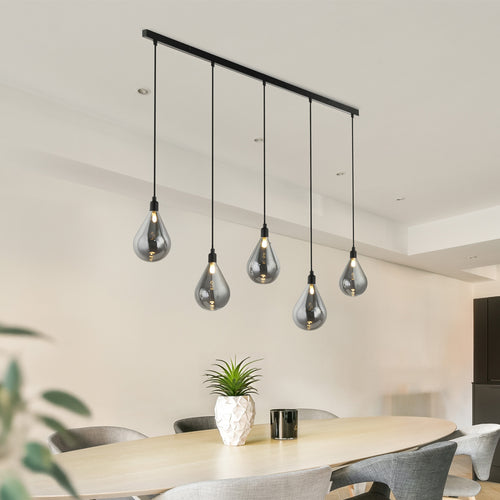 HOME DELUXE Hanglamp van glas CELIA Grijs – 5-lamps - vtwonen shop