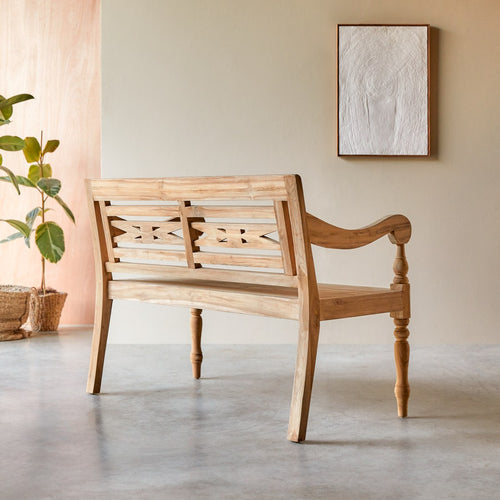 Tikamoon Bank van massief teakhout - Naturel - vtwonen shop