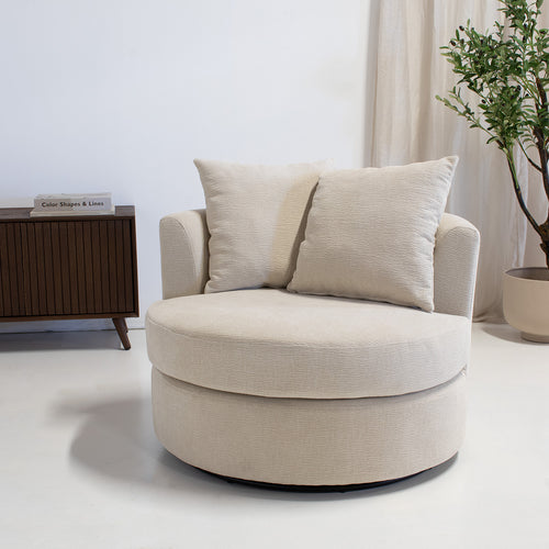 Giga Meubel Fauteuil Thony Luxe Draaibaar - Beige - Zithoogte 46cm