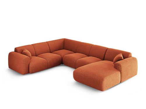 Cosmopolitan Design Panoramische hoekbank links Nolio 6-zits, chenille terracotta - 252x342x72cm