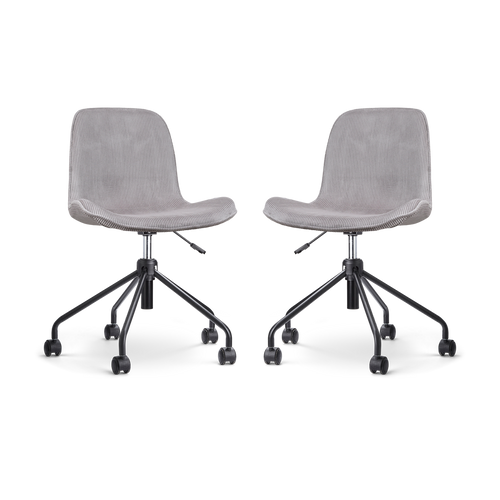 Nolon Nout-Fé Bureaustoelen Set van 2 Rib Warm Grijs - Zwart Onderstel