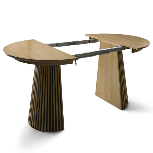 Furnhouse uitschuifbare eettafel Svendborg - Natuurlijk eikenhout - Ø 120/220x120 cm